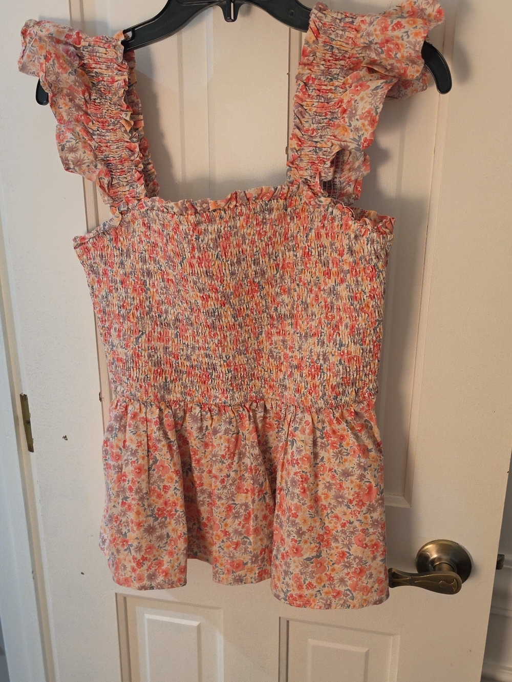 Baltic Born Pink Floral Smocked Ruffle Tank Top